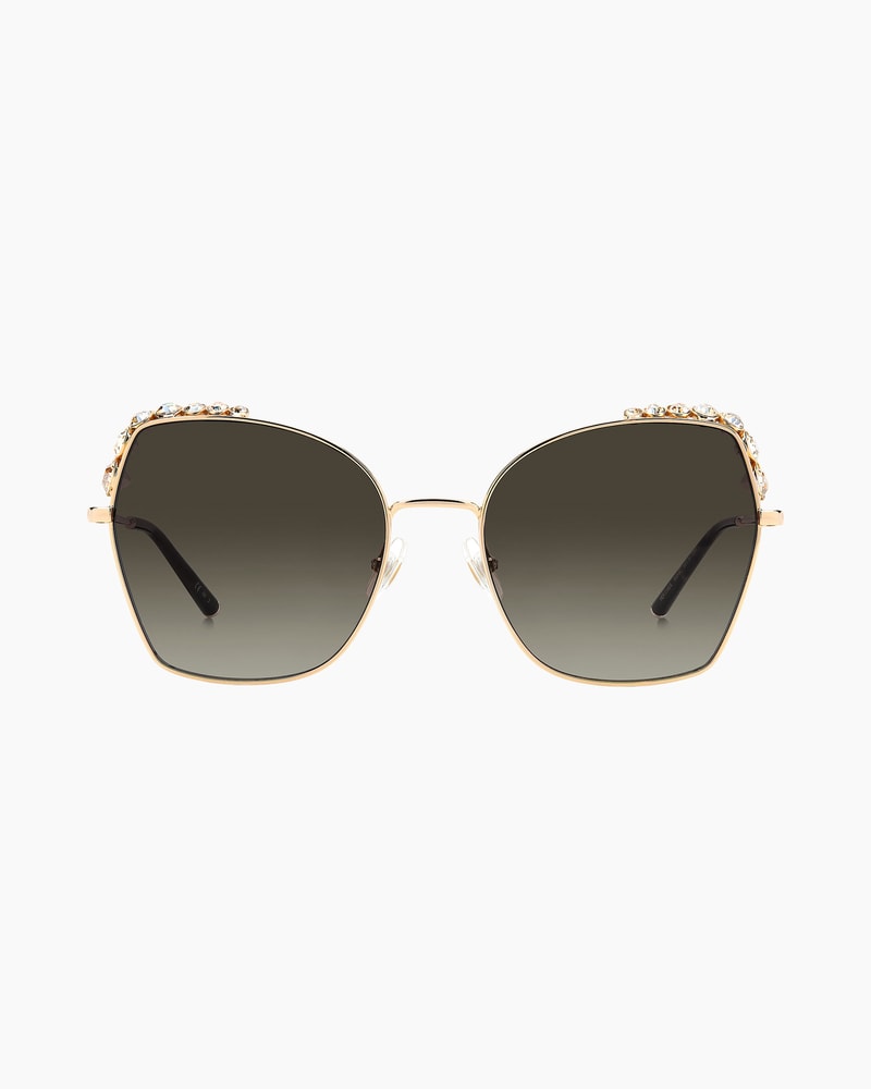 Crystal-Embellished Oversized Round Metal Sunglasses