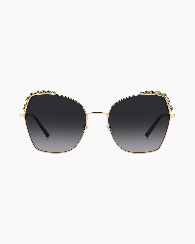 Crystal-Embellished Oversized Round Metal Sunglasses
