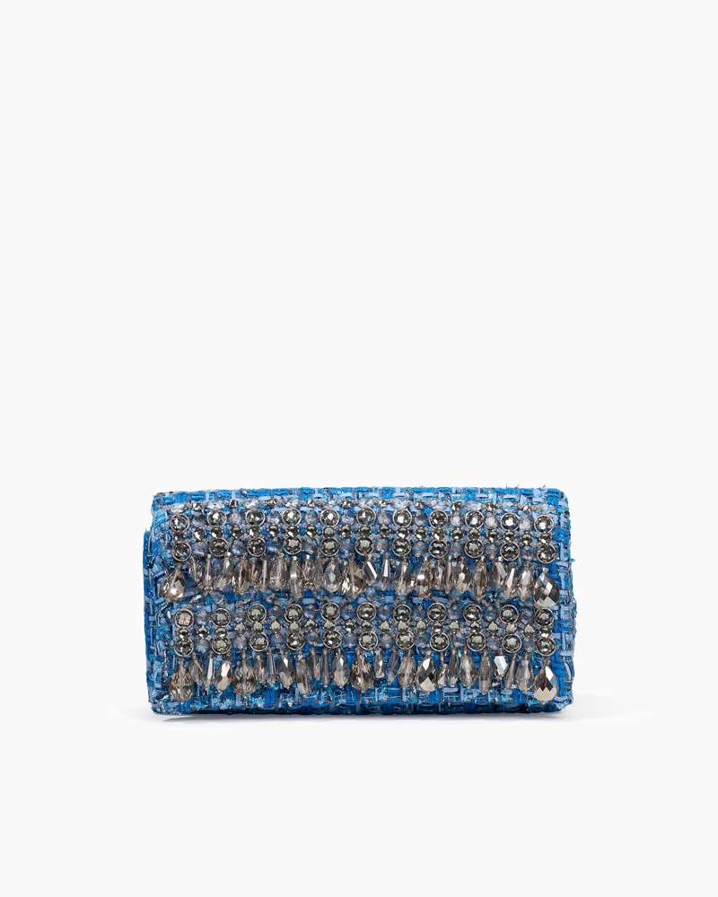 Tweed Clutch with Raindrop Embroidery