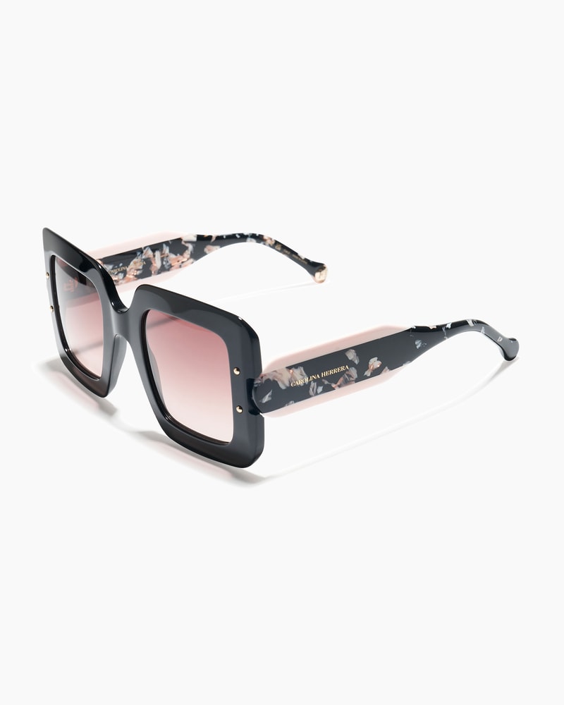 Square Frame Sunglasses with Contrast Temples