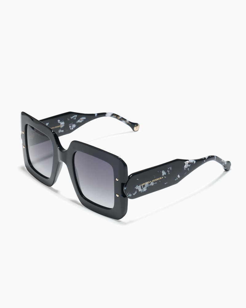 Square Frame Sunglasses with Contrast Temples