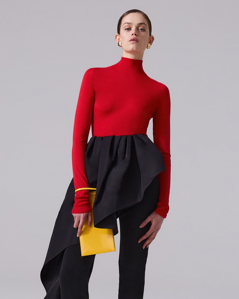 Carolina Herrera Sheer Knit Turtleneck Sweater
