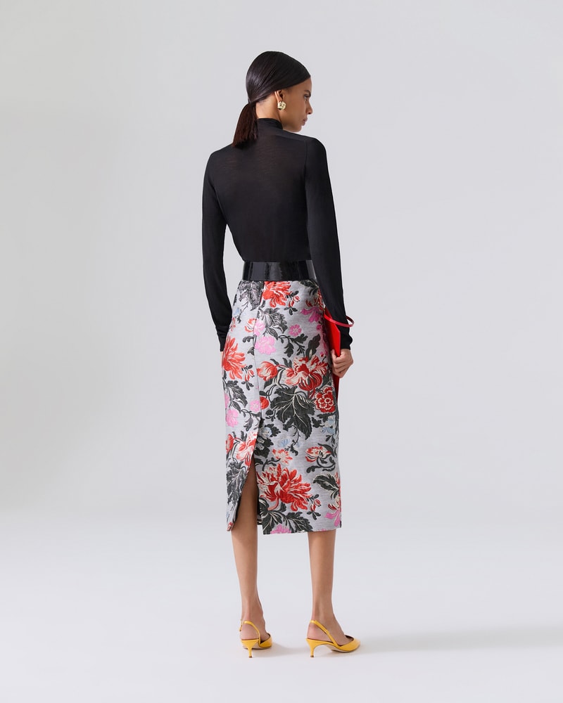 Floral-print-jacquard-a-line-midi-skirt shop