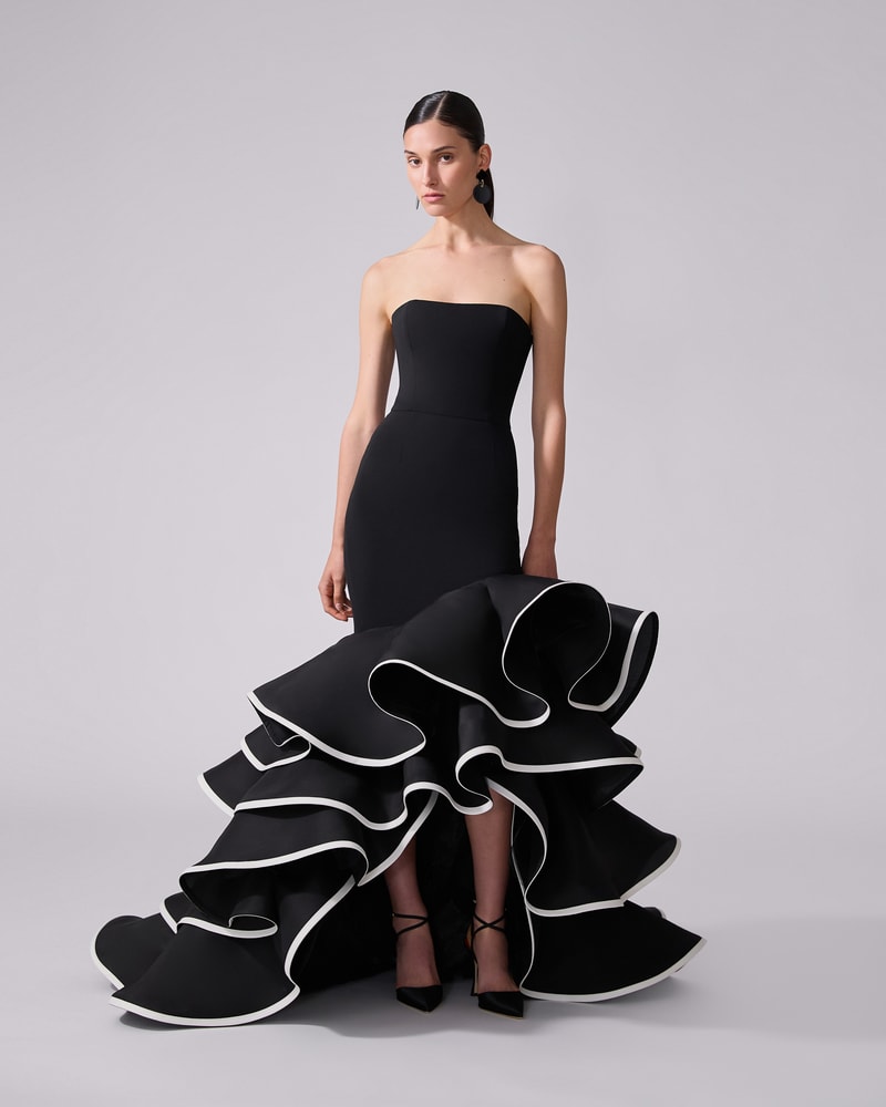 Strapless ruffle gown top