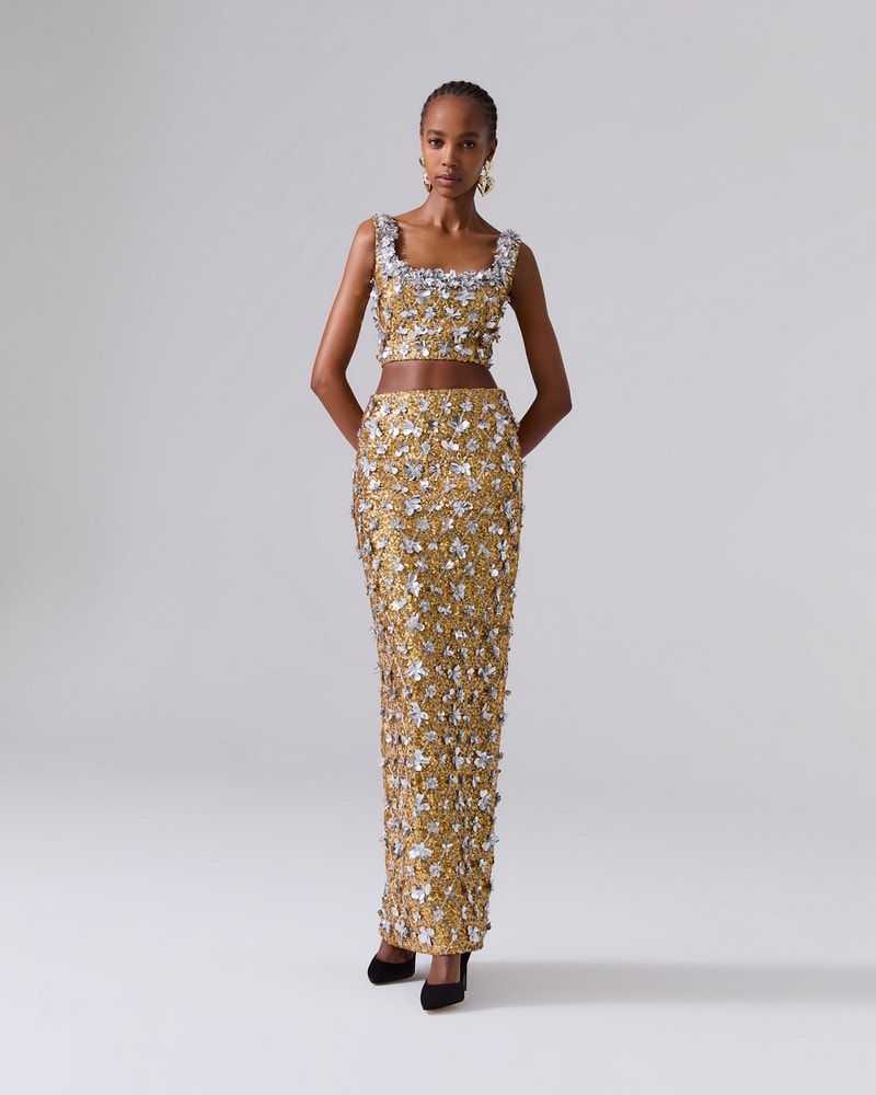 Sequin embroidered skirt hot sale
