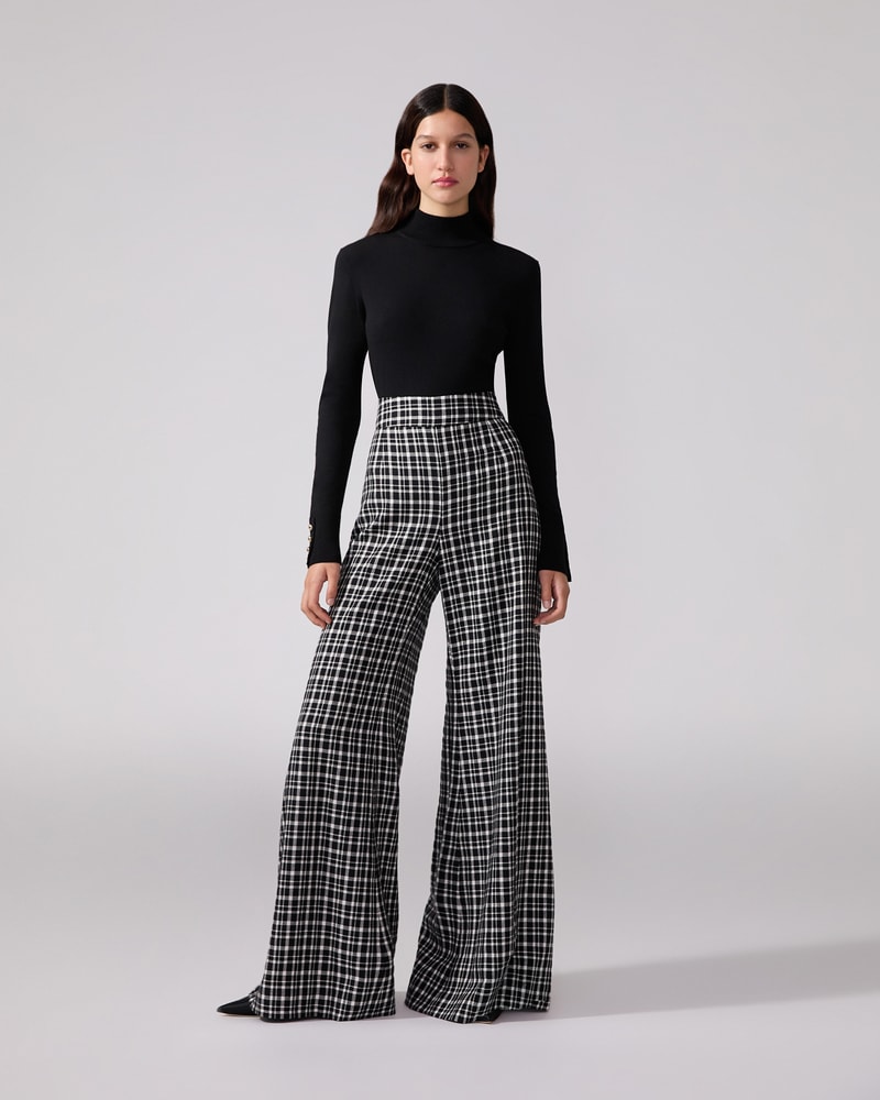 Plaid wide leg trousers online