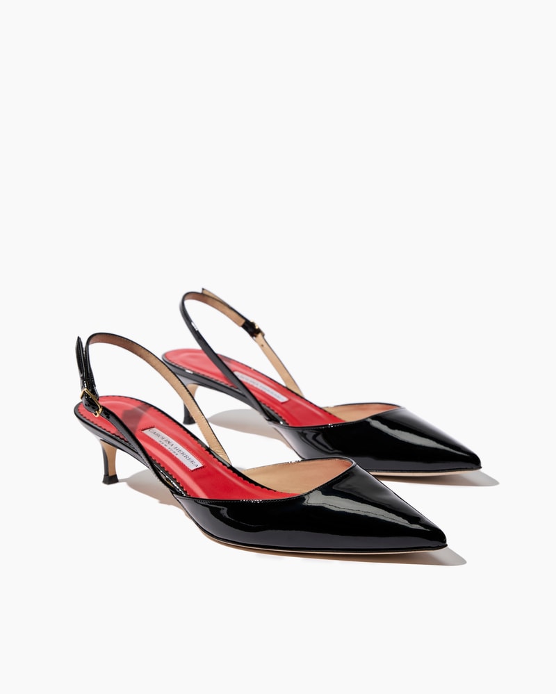 Patent Leather Kitten Heel Slingback Accessories Carolina Herrera