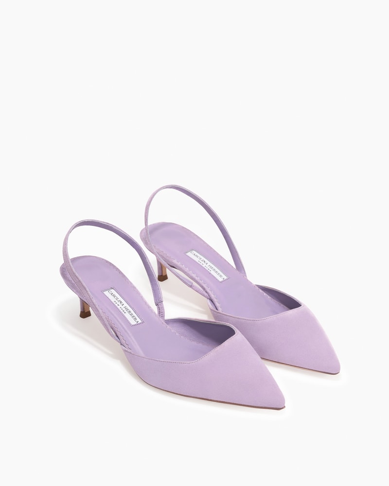 Suede kitten heels top