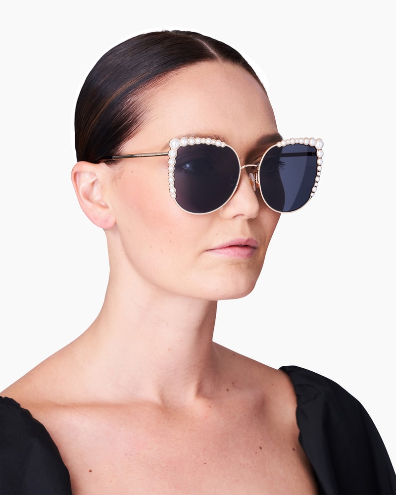 Pearl Frame Oversized Round Sunglasses Accessories Carolina Herrera