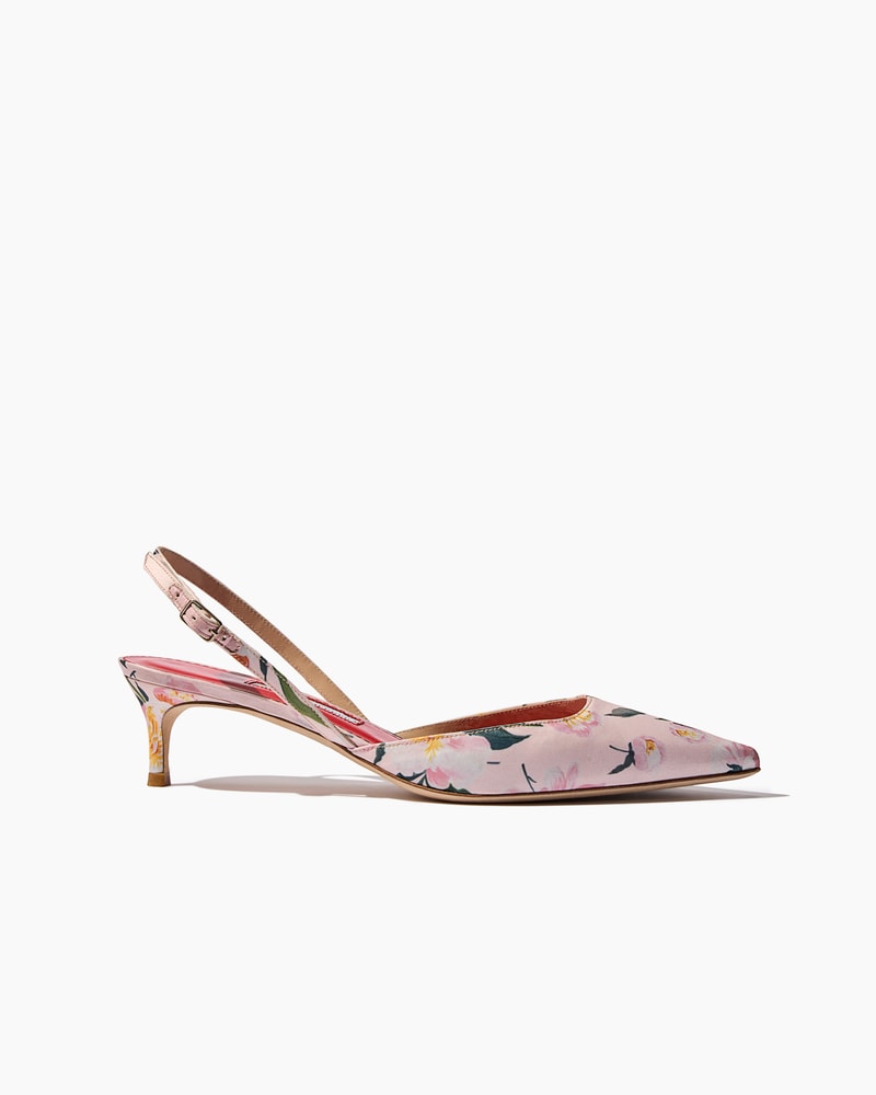 Floral print kitten heel shoes sales