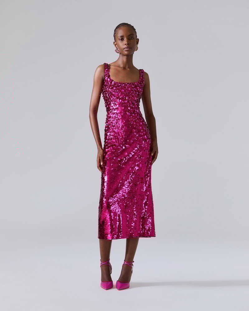 Embellished Sequin Midi Dress Ready To Wear Carolina Herrera