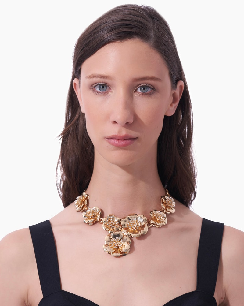 Metal flower necklace sales