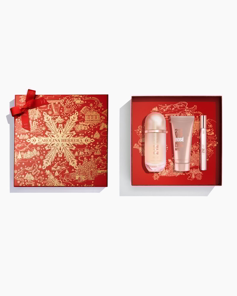 212 VIP Rose 80ml Eau de Parfum 100ml Body Lotion and 10ml Megaspritzer Carolina Herrera