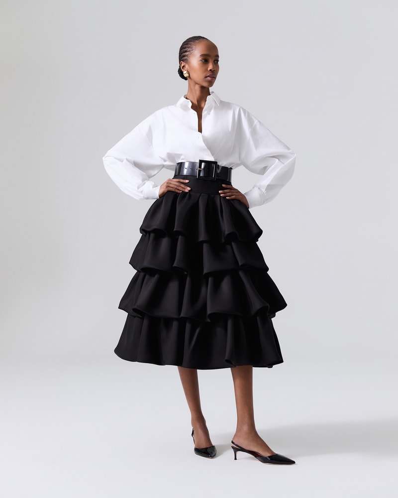 Tiered Ruffle Midi Skirt Ready To Wear Carolina Herrera