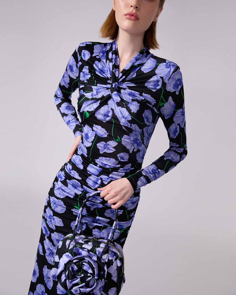Floral-Print Ruched Jersey Gown - Ready - To - Wear