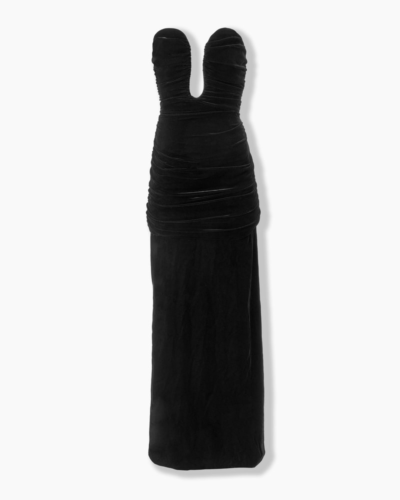 Strapless Ruched Velvet Gown - Ready - To - Wear | Carolina Herrera US