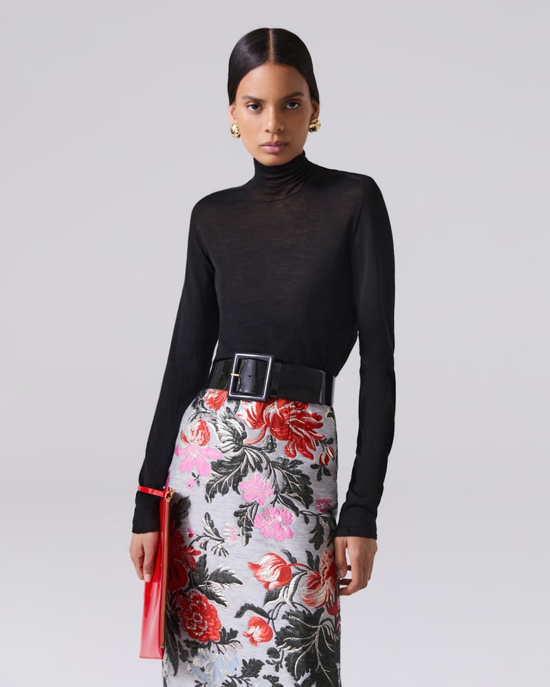 Floral Jacquard Midi Skirt Ready To Wear Accessories