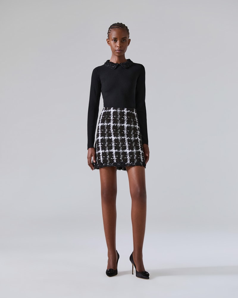 Stretch tweed mini skirt cheap