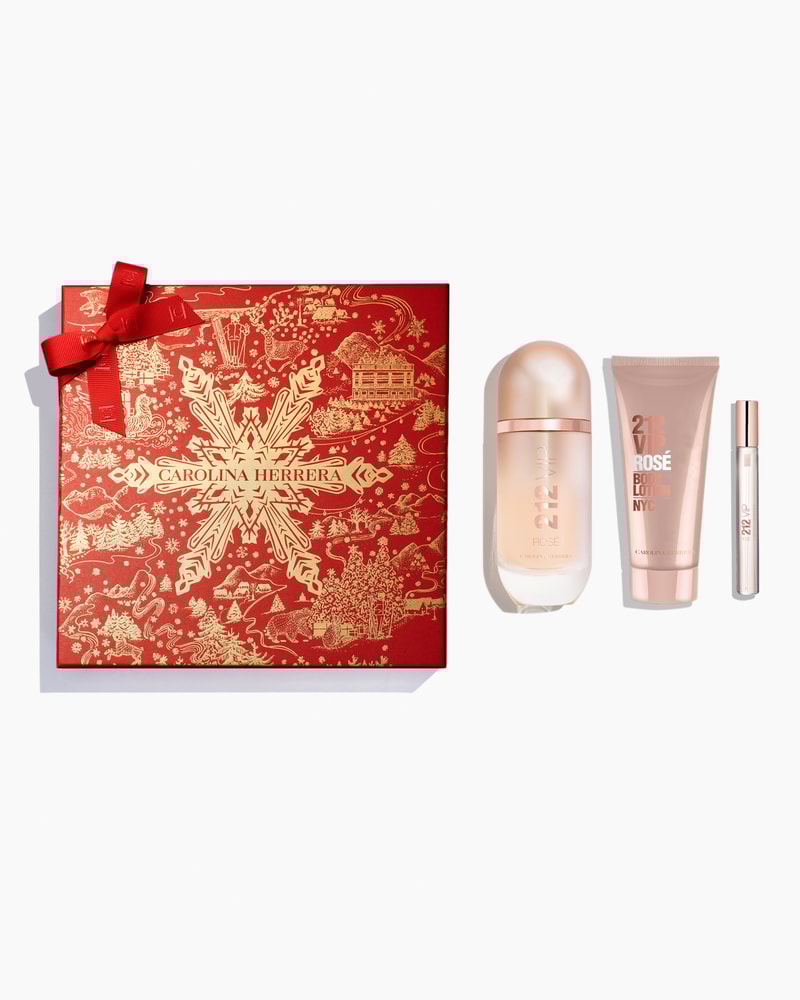 212 VIP Rose 80ml Eau de Parfum 100ml Body Lotion and 10ml Megaspritzer Carolina Herrera