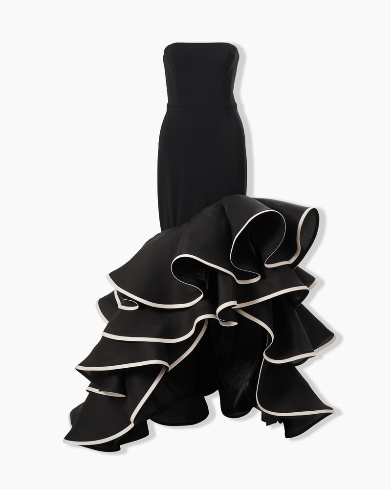 Strapless ruffle gown top