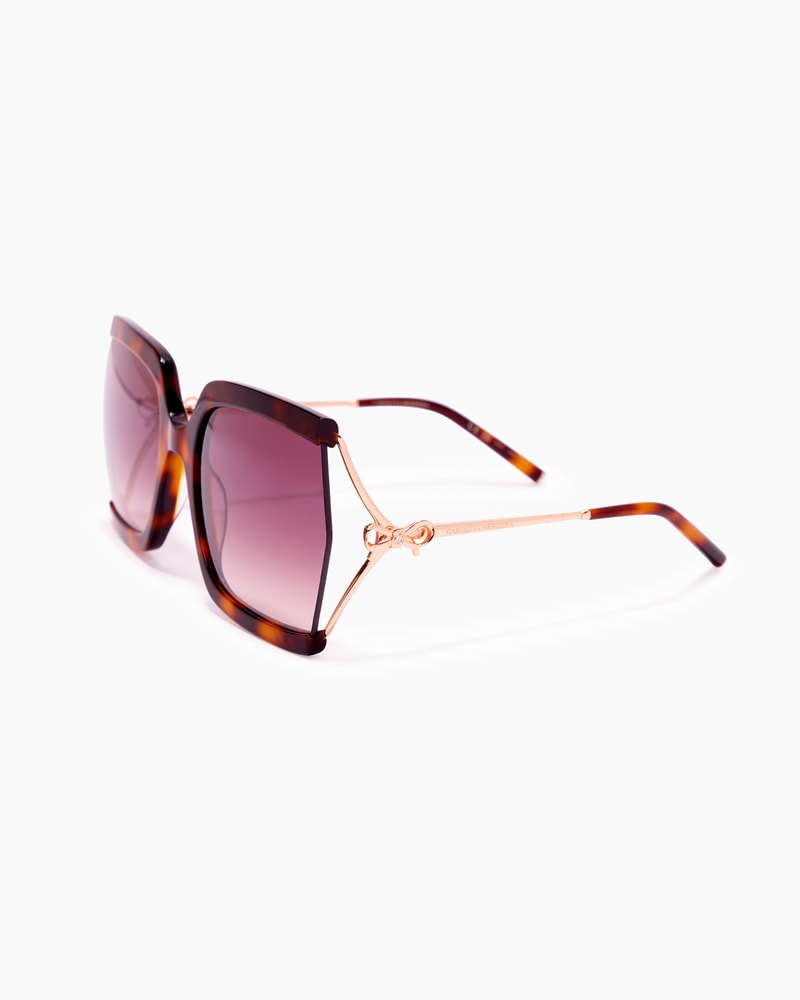 Bow Embellished Oversized Rectangular Sunglasses Ready to Wear Carolina Herrera