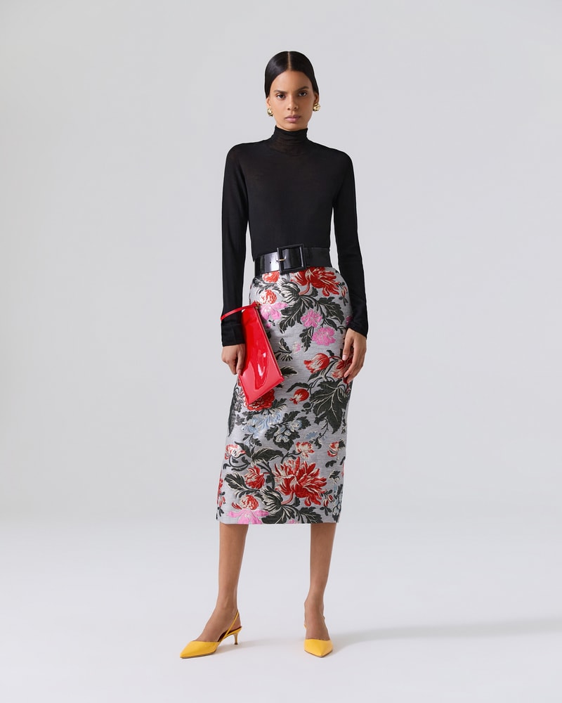 Floral Jacquard Midi Skirt Ready To Wear Accessories