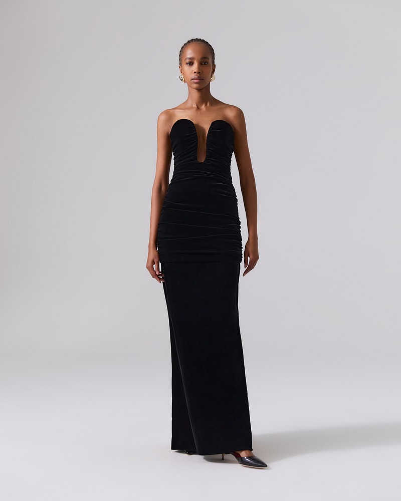 Strapless velvet gown top