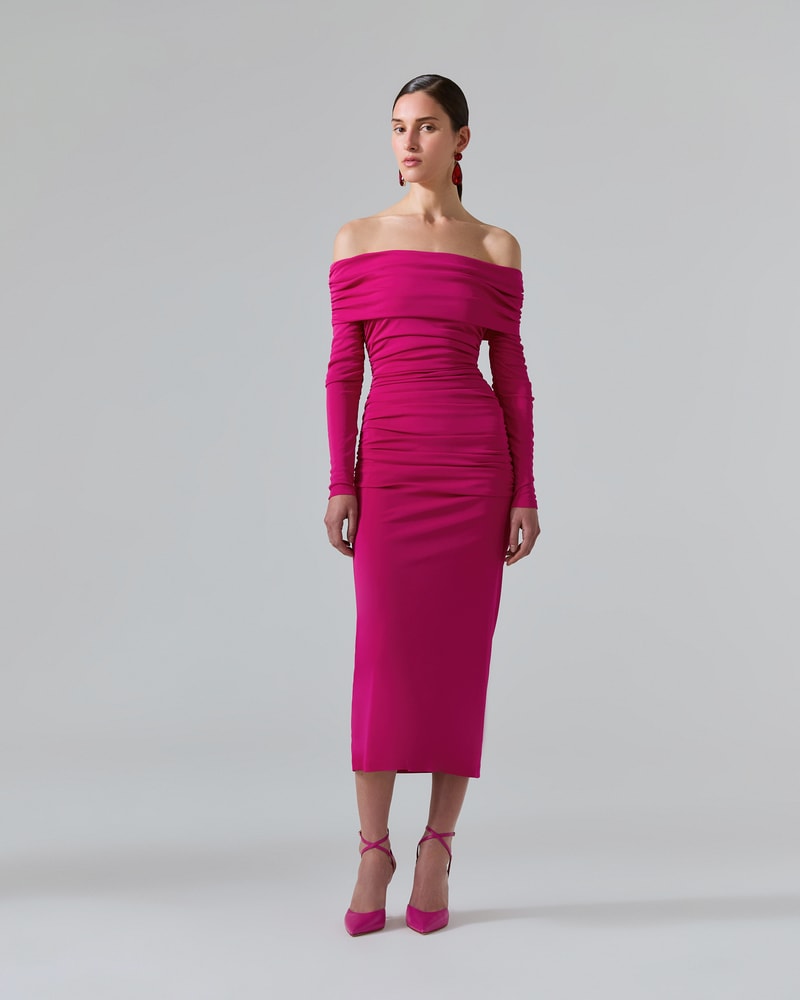 Off the shoulder jersey dress hot sale