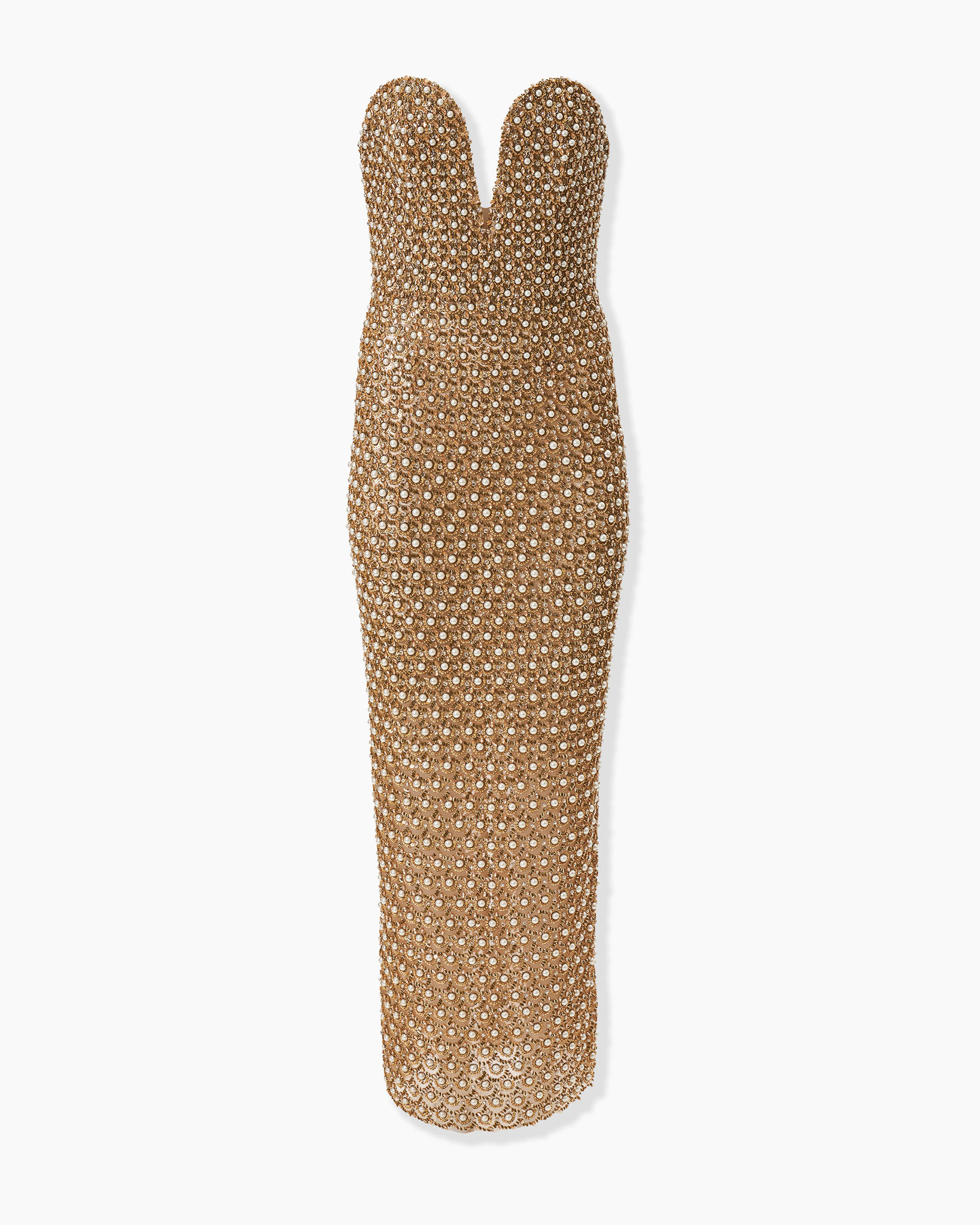 Gold Embellished Deep V-Neck Dress | Carolina Herrera BR